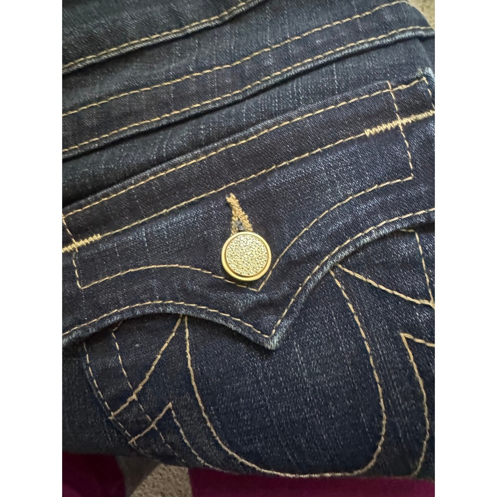 True Religion Bootcut Jeans Womens 32 Flap Pocket Rhinestone Button Y2K Vtg USA - Picture 16 of 16